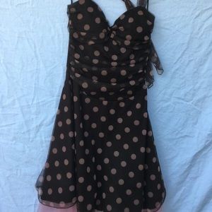 Brown and pink polka dot dress
